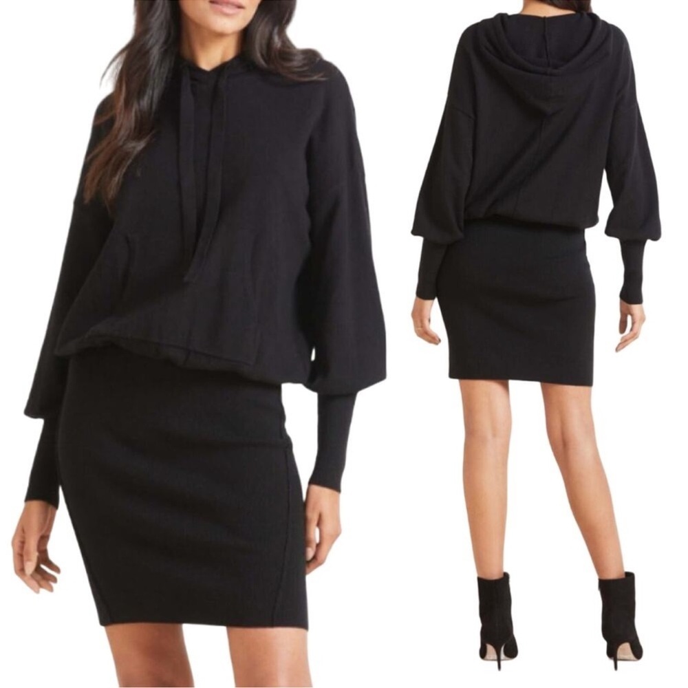 Evereve Black Hooded Sweater Dress Size Large